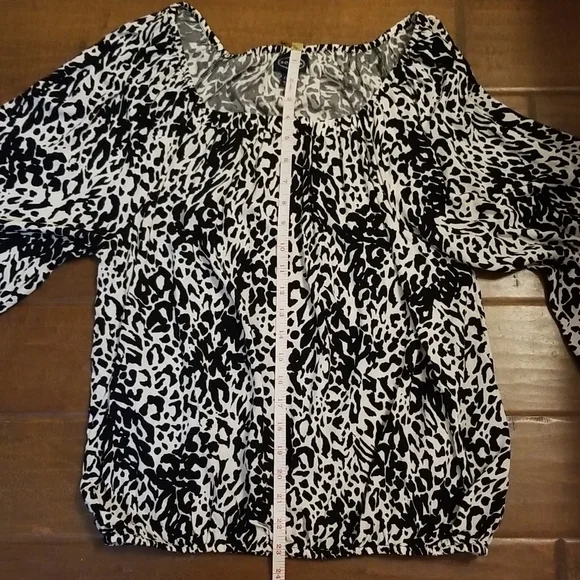 Scoop Womens Black White Zebra Print Longsleeve Shirt - Picture 6 of 10